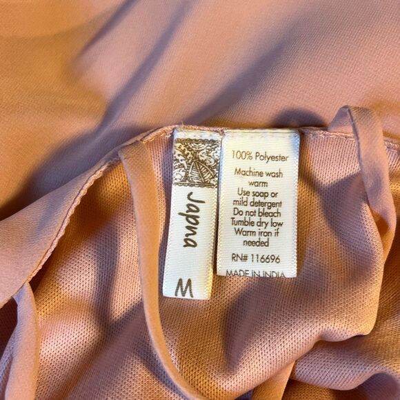 Japna Women's Peach V-Neck Flowy Strappy Racerback Sleeveless Blouse Top Medium - Picture 7 of 7